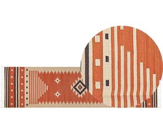 Beliani Dywan GAVAR Oranžinė 80 x 300 cm Medvilnė Kilim