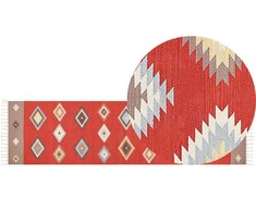 Beliani medvilninis kilim kilimas 80 x 300 cm margaspalvis LORUT
