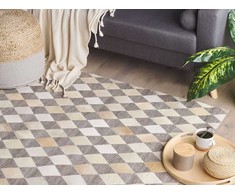 Beliani Kilimas SESLICE smėlio spalvos 140 x 200 cm iš natūralios odos