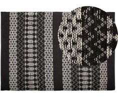 Beliani Kilimas SOKUN Juodas 140 x 200 cm Natūrali oda