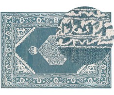 Beliani Kilimas GEVAS, mėlynas, 140 x 200 cm, vilnonis