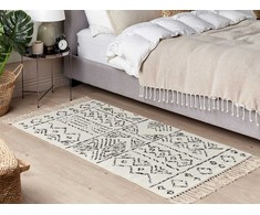 Beliani Kilimas ALKENT baltas 80 x 150 cm vilnonis