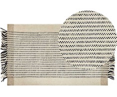 Beliani Kilimas DIVARLI smėlio spalvos 80 x 150 cm vilnonis