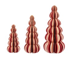Beliani Rinkinys 3 figurek dekoracyjnych DHAULAGIRI Choinka 15/20/25 cm Raudona