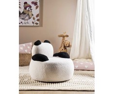 Beliani Vaikiškas fotelis Panda VIBY Boucle baltos spalvos