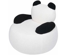 Beliani Vaikiškas fotelis Panda VIBY Boucle baltos spalvos