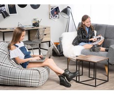 Beliani Sėdmaišis 200 L DROP LINEN 63 cm 75 cm Pilkas