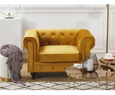 Fotelis Beliani Fotel CHESTERFIELD aksominis auksinis