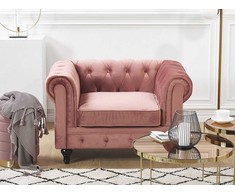 Fotelis Beliani Fotelė CHESTERFIELD veliūrinė rožinė