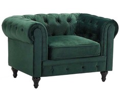 Fotelis Beliani Fotelė CHESTERFIELD veliūrinė, smaragdinė