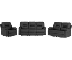 Sofa Beliani 6 vietų svetainės baldų komplektas su rankine atsipalaidavimo funkcija BERGEN juodas dirbtinės odos