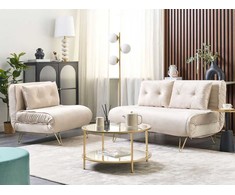 Sofa Beliani 3 vietų poilsio komplektas VESTFOLD, veliūrinis, smėlio spalvos