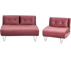 Sofa Beliani Poilsio komplektas 3 asmenims VESTFOLD, veliūras, rožinė