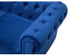 Sofa Beliani Poilsio baldų komplektas 4 asmenims CHESTERFIELD, veliūras, tamsiai mėlynas