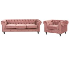 Sofa Beliani Poilsio komplektas 4 asmenims CHESTERFIELD veliūrinis rožinis