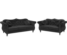 Sofa Beliani 5 vietų minkštų baldų komplektas SKIEN, veliūras, juodas