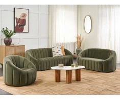Sofa Beliani MALUNG 6 vietų minkštųjų baldų komplektas, veliūras, tamsiai žalias