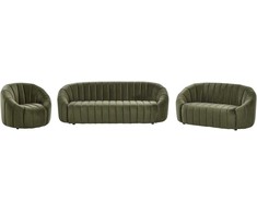 Sofa Beliani MALUNG 6 vietų minkštųjų baldų komplektas, veliūras, tamsiai žalias