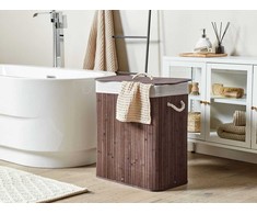 Beliani Krepšys KANDY Bamboo Wood Tamsiai Ruda