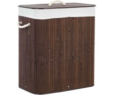 Beliani Krepšys KANDY Bamboo Wood Tamsiai Ruda