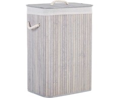 Beliani Krepšys KOMARI Bamboo Wood Šviesiai pilka