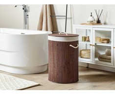 Beliani Krepšys SANNAR Bamboo Wood Tamsiai Ruda
