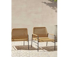 Beliani Rinkinys 2 PRASIMO Technorattan Natural Garden Chairs