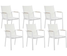 Beliani Krzesło ogrodowe Rinkinys 6 Metal Baltas BUSSETO