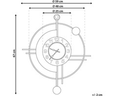 Beliani Sieninis laikrodis ALLOGNY 59 cm metalinis auksinis