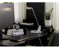 Beliani Lampa biurkowa LED CORVUS Ze ściemniaczem Metal Baltas/ sidabrinė