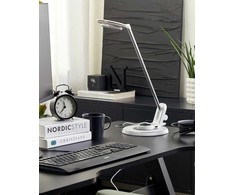 Beliani Lampa biurkowa LED CORVUS Ze ściemniaczem Metal Baltas/ sidabrinė