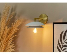 Sieninis šviestuvas Beliani Lampa ścienna LASOLO Metal Baltas