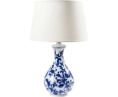 Beliani Lampa stołowa CARMEN Porcelana Baltas/ mėlyna