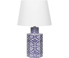 Beliani Lampa stołowa MARCELIN Porcelana Baltas/ mėlyna