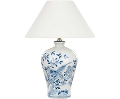 Beliani Lampa stołowa MAGROS Porcelana Baltas/ mėlyna