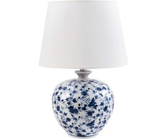 Beliani Stalinė lempa SILVES Porcelanas Balta/Mėlyna