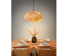 Pakabinamas šviestuvas Beliani Lampa wisząca HALIL Drewno bambusowe Kremas
