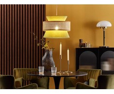 Pakabinamas šviestuvas Lampa wisząca Beliani Lampa wisząca naturalna su zielonym LUYANO!
