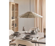 Pakabinamas šviestuvas Beliani Lampa wisząca LUAGAN Plecionka Naturalny