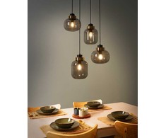 Pakabinamas šviestuvas Beliani Lampa wisząca ZAYANDE Szkło Jasnoszary