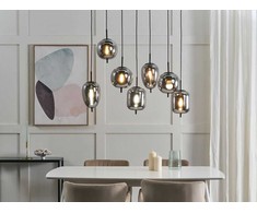 Pakabinamas šviestuvas Lampa wisząca Beliani Lampa wisząca szklana 7-punktowa sidabrinė TARLO