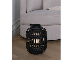 Beliani Žibintas BORACAY Bamboo Wood 30 cm Juodas