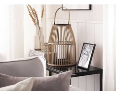 Beliani HOSTE Žibintas Bamboo Wood 32 cm Kremas
