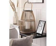 Beliani HOSTE Žibintas Bamboo Wood 32 cm Kremas