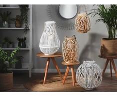 Beliani Žibintas TONGA Bamboo Wood 56 cm Baltas
