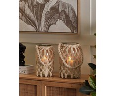 Beliani Lumarko Lampion Glass Makrama 31 Cm Baltoji Jalebi!