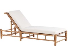 Beliani Lumarko Bamboo sodo gultas, šviesaus medžio su balta LIGURE!