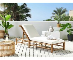 Beliani Lumarko Bamboo sodo gultas, šviesaus medžio su balta LIGURE!