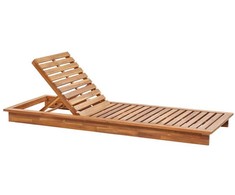 Beliani Deckchair sodo su pagalvėlė GRANARI Prailginamas Acacia Wood Ruda