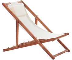 Beliani Deckchair sodo ir 2 keičiamų audinių rinkinys (skirtingi variantai) tamsus medis AVELLINO